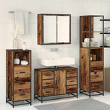Bathroom Furniture Set with Door 3 pcs Old Wood Engineered Wood 3402381