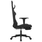 ZNTS Swivel Gaming Chair with Footrest Black and White Fabric 345707