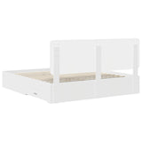 Bed Frame with Headboard White 200 x 200 cm Engineered Wood 3412742