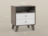 Industrial-Scandinavian Mix Bedside Table, with Drawers and Shelf T3398P328341