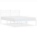 Metal Bed Frame without Mattress with Headboard White 140x200cm 373741