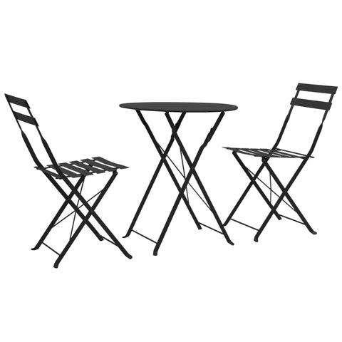 ZNTS 3 Piece Bistro Set Steel Black 44356