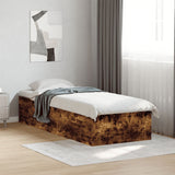 Bed Frame without Mattress Smoked Oak 75x190 cm Small Single Engineered Wood 841990