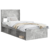 Bed Frame with Storage and Headboard Concrete Grey 75 x 190 cm 3414270