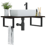 Basin Shelf Wall Mounted Steel and Solid Wood Oak 3302621
