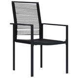 Dining Set Black Glass, Powder-coated steel, PVC hollow rattan 3060261