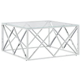 ZNTS Coffee Table 80x80x40 cm Stainless Steel and Glass 349969