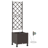 Garden Planter with Irrigation&Wheels Brown 40 x 40 x 148 cm PP 3422949
