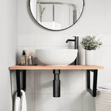 Basin Shelf Wall Mounted Steel and Solid Wood Oak 3302647
