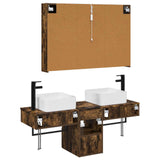 Bathroom Cabinet Set 4 pcs Smoked Oak Engineered Wood 3406307