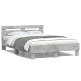 Bed Frame with LED without Mattress Concrete Grey 135x190 cm Double 3207570
