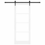 Sliding Door White 83 x 211 cm Solid Pine Wood and Glass 3332336