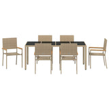 Garden Dining Set 7 pcs Beige and Black Poly Rattan 3365398