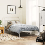 Metal Bed Frame without Mattress with Headboard White 100x190cm 376643