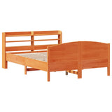 Bed Frame without Mattress Wax Brown 135x190 cm Double Solid Wood Pine 3306977