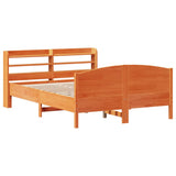 Bed Frame without Mattress Wax Brown 135x190 cm Solid Wood Pine 3306977