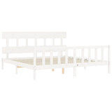 Bed Frame without Mattress White 200x200 cm Solid Wood Pine 3193357