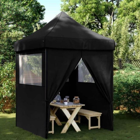 Foldable Party Tent Pop-Up with 4 Sidewalls Black 4005006