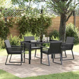 Garden Dining Set 5 pcs Black Powder-Coated Steel 3379319