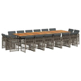 17 Piece Garden Dining Set with Cushions Grey Poly Rattan 3210890