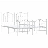 Metal Bed Frame without Mattress with Footboard White 140x200cm 353507