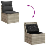 2 Piece Garden Sofa Set with Cushions Light Grey Poly Rattan Acacia 3325248
