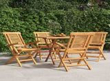 Folding Garden Chair Set of 4 Natural Teak Solid Teak Wood 3155049