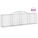 Arched Gabion Baskets 15 pcs 300x30x80/100 cm Galvanised Iron 3146515