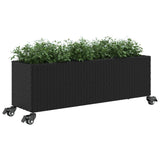 Garden Planters with Wheels 2 pcs Black 107x32x38 cm Poly Rattan 3210525