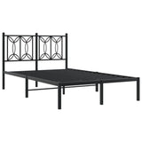 Metal Bed Frame without Mattress with Headboard Black 120x200cm 376126