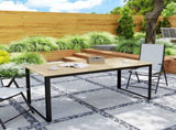 Garden Table for 6 People, 175 x 78 x 75 cm Rectangle Outdoor Dining Table with Slatted Top, Metal T3398P327919