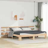 Bed Frame with Headboard Brown 200 x 200 cm Solid Pine Wood 3385676