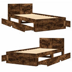 Bed Frame with Headboard without Mattress Smoked Oak 75x190 cm Small Single 3295622