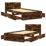 Bed Frame with Headboard without Mattress Smoked Oak 75x190 cm Small Single 3295622