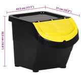 Stackable Waste Bins with Lids 3 pcs Black PP 78 L 364069