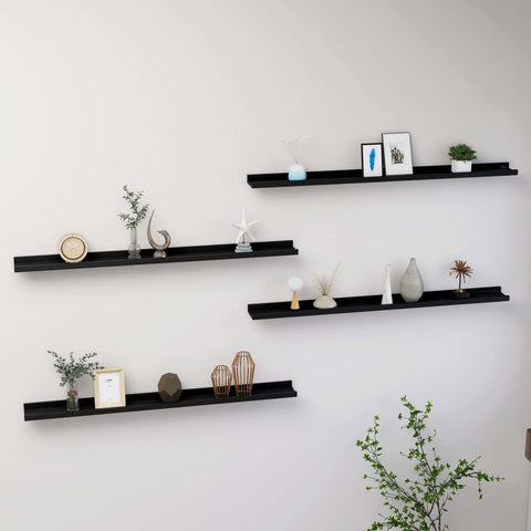 Wall Shelves 4 pcs Black 100x9x3 cm 326670