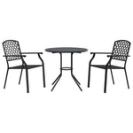 Stackable Garden Chair Set 3 pcs Anthracite Powder-coated Steel 3283768