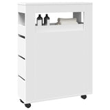 Narrow Bathroom Cabinet with Wheels White Engineered Wood 855268