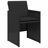 5 Piece Garden Dining Set with Cushions Black Poly Rattan 365081