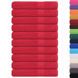 Towels 10 pcs Red 100x200 cm 360 gsm 100% Cotton 136940