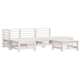 6 Piece Garden Lounge Set White Solid Wood Pine 3186334