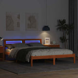 Bed Frame with Headboard Wax Brown 140 x 200 cm Solid Pine Wood 872778