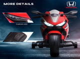 6V Honda Licensed Kids Motorcycle w/ Music, Training Wheels - Red T3398P348323