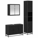 Bathroom Furniture Set 3 pcs Black Oak Engineered Wood 3402398