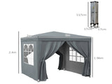 2 x 2m Pop Up Gazebo with Sides, Metal Frame Waterproof Marquee Party Tent Canopy with Free Carrying T3398P310878