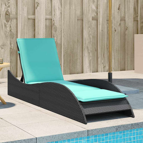 Sun Lounger with Cushion Black 60x205x73 cm Poly Rattan 368286