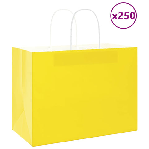 ZNTS Paper Bags 250 pcs with Handles Yellow 32x17x25 cm 4101789