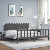 Bed Frame without Mattress Grey 200x200 cm Solid Wood Pine 3193488