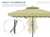 2.5m Square Double Top Garden Parasol Cantilever Umbrella with Ruffles, Beige T3398P328378