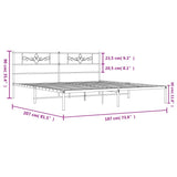 Metal Bed Frame without Mattress with Headboard Black 180x200cm 355271